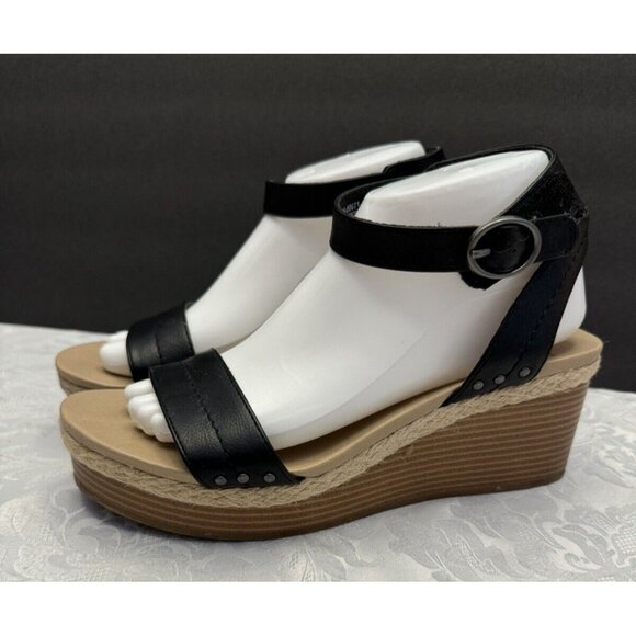 Frye And Co. Livia Size‎ 9.5M Black Strappy Wedge Sandal - Picture 1 of 12